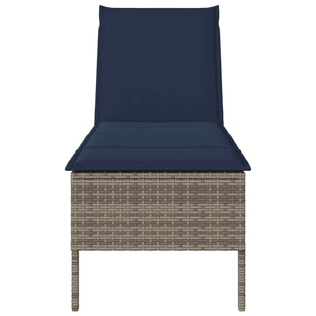 Ligstoel Met Kussen 55X200X44Cm Polyrotan Grijs