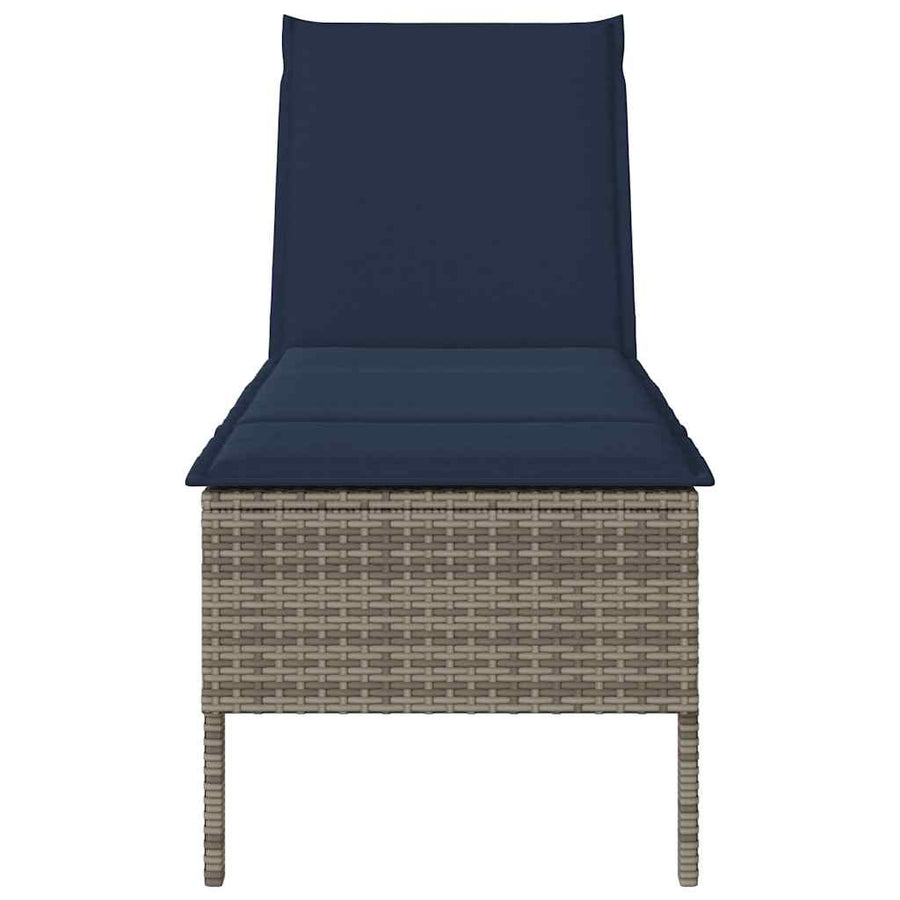 Ligstoel Met Kussen 55X200X44Cm Polyrotan Grijs