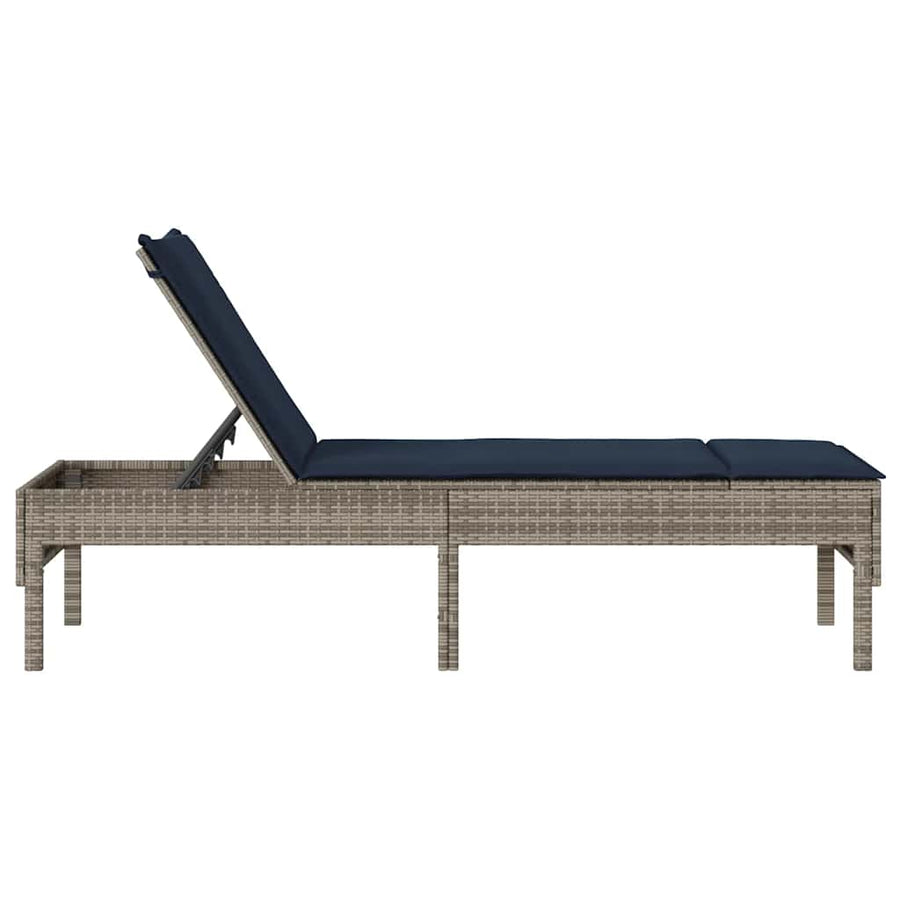Ligstoel Met Kussen 55X200X44Cm Polyrotan Grijs
