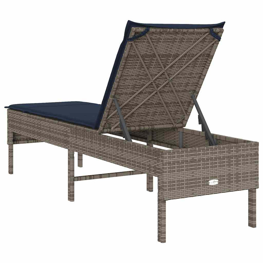 Ligstoel Met Kussen 55X200X44Cm Polyrotan Grijs