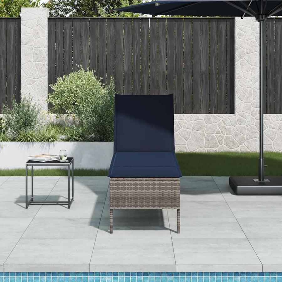 Ligstoel Met Kussen 55X200X44Cm Polyrotan Grijs