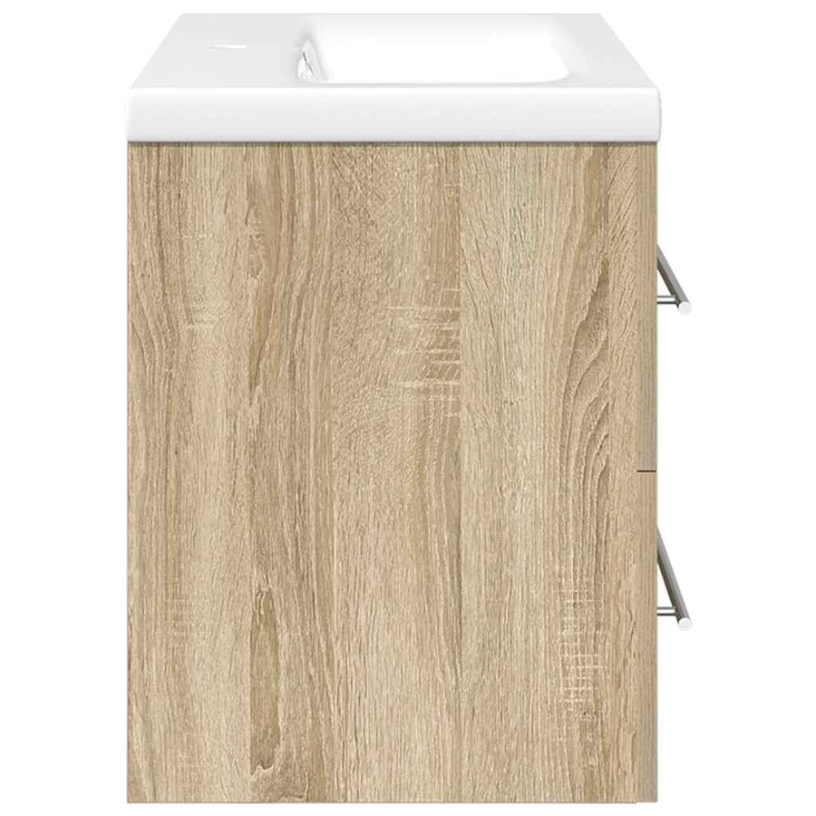2-delige Badkamermeubelset bewerkt hout sonoma eikenkleurig