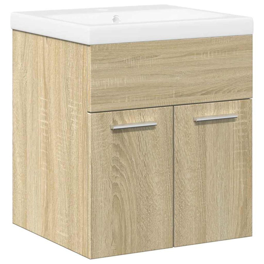 2-delige Badkamermeubelset bewerkt hout sonoma eikenkleurig
