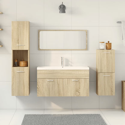 4-Delige Badkamermeubelset Bewerkt Hout Kleurig 90 x 38.5 x 46 cm