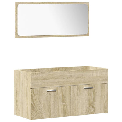 4-Delige Badkamermeubelset Bewerkt Hout Kleurig 90 x 38.5 x 46 cm
