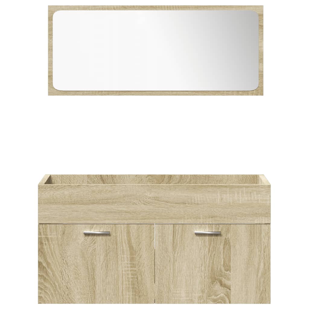 4-Delige Badkamermeubelset Bewerkt Hout Kleurig 90 x 38.5 x 46 cm