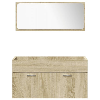 4-Delige Badkamermeubelset Bewerkt Hout Kleurig 90 x 38.5 x 46 cm