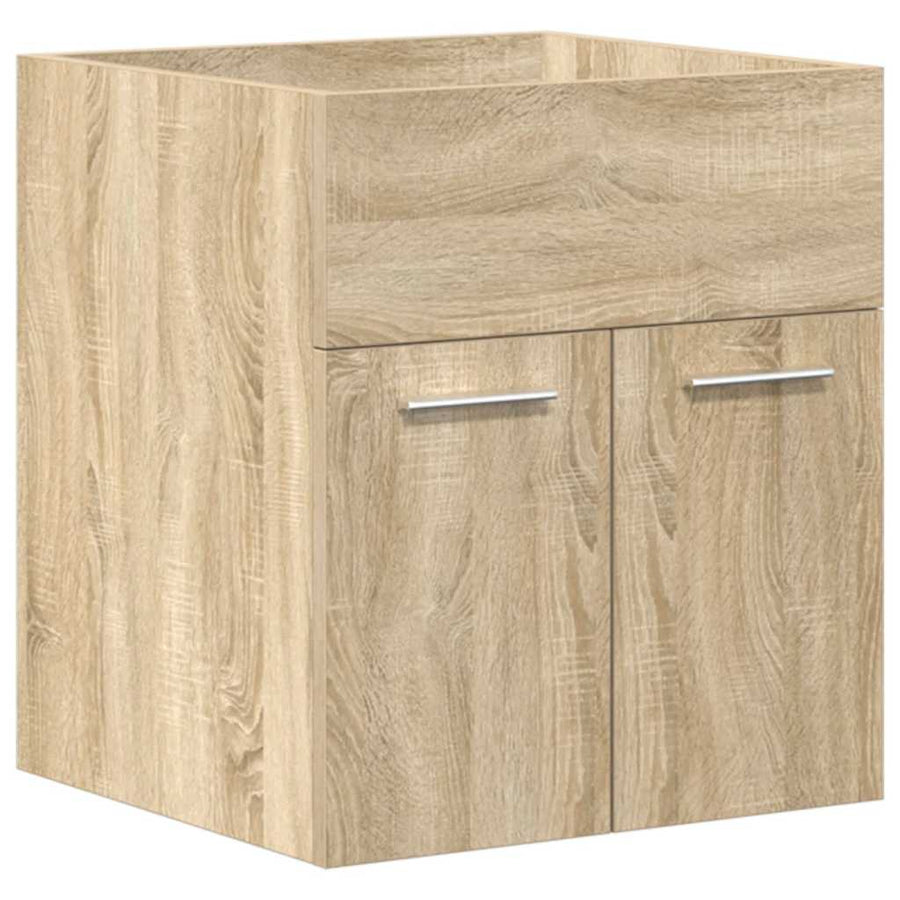Wastafelmeubel met inbouwwastafel en kraan Sonoma eikenhout