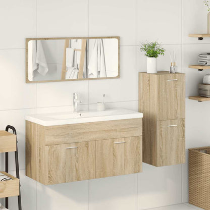 4-Delige Badkamermeubelset Bewerkt Hout Kleurig 1