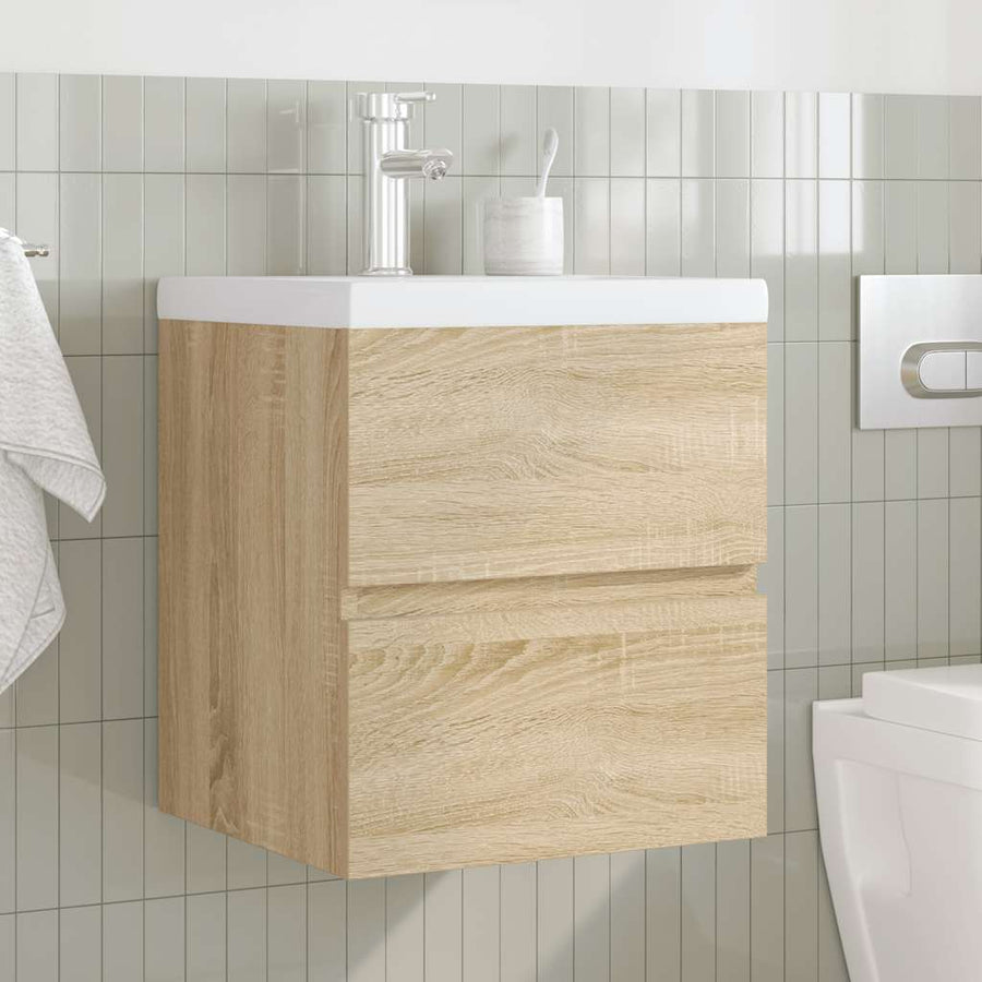 2-delige Badkamermeubelset bewerkt hout sonoma eikenkleurig