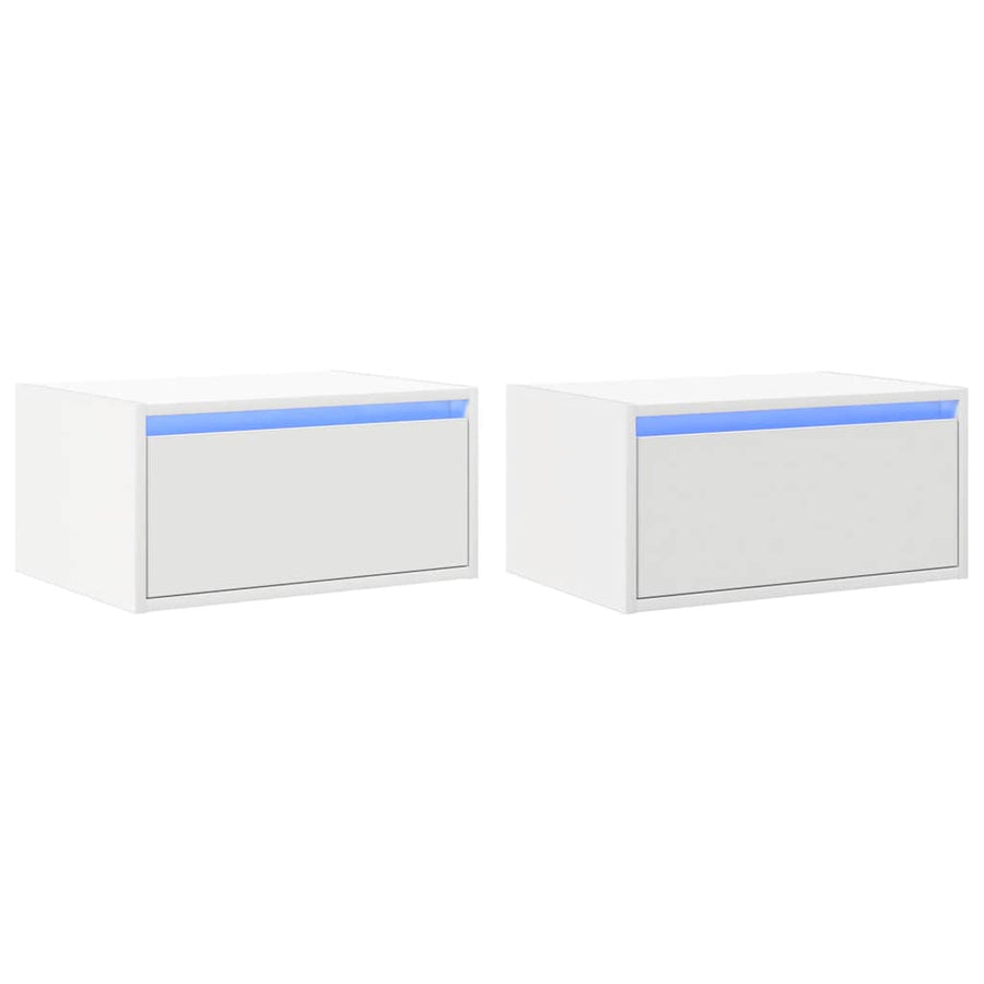 Nachtkastjes met LED's 2 st wandgemonteerd wit