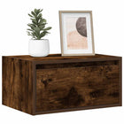 Nightstand with LEDs wall-mounted smoked oak-coloured