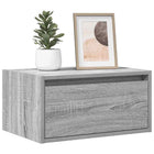 Wall-mounted bedside table with LEDs grey Sonoma oak colour