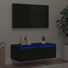 Tv-meubel 75x35,5x25 cm zwart eiken met LED
