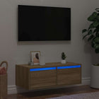 TV cabinet with LED lights 75x35.5x25 cm sonoma oak