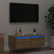 TV cabinet with LED lights 75x35.5x25 cm sonoma oak