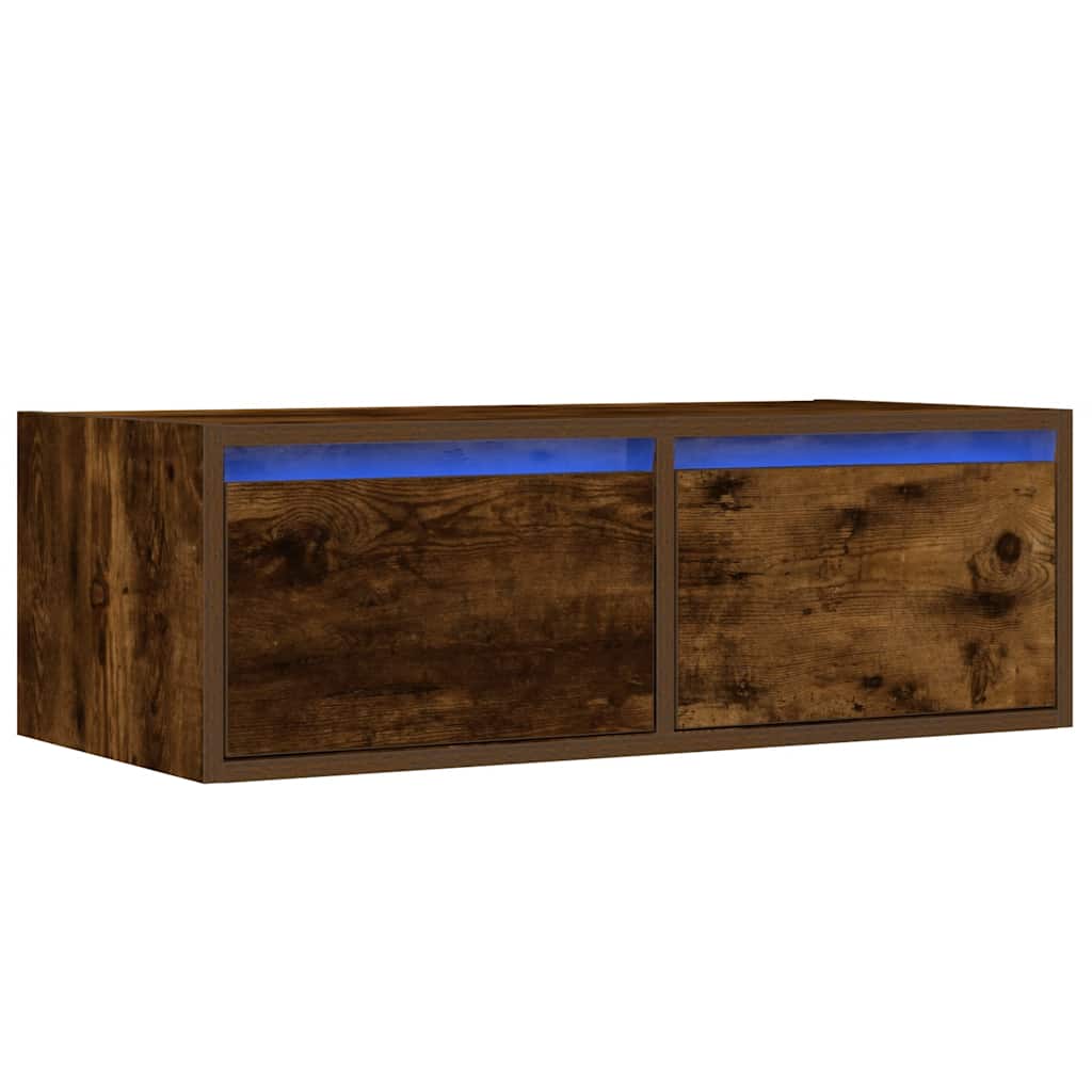 Tv-meubel LED-verlichting 75x35,5x25 cm gerookt eikenkleurig