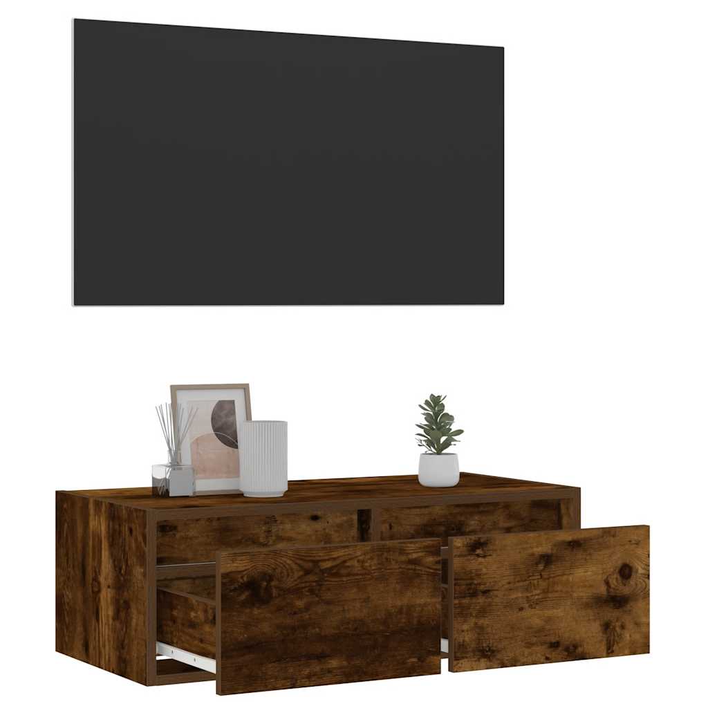 Tv-meubel LED-verlichting 75x35,5x25 cm gerookt eikenkleurig