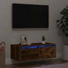 TV cabinet LED lighting 75x35.5x25 cm smoked oak