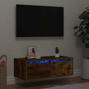 TV cabinet LED lighting 75x35.5x25 cm smoked oak