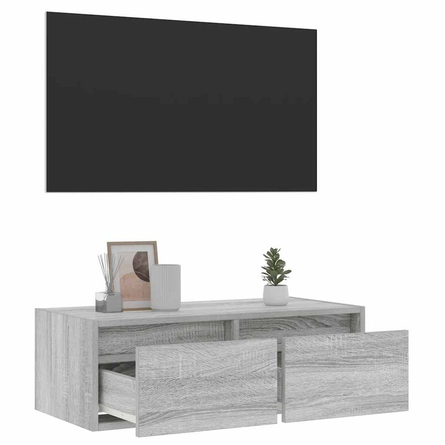 Tv-meubel met LED-verlichting 75x35,5x25 cm grijs sonoma eiken