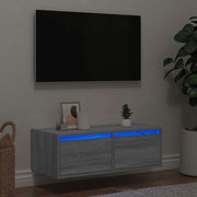 TV cabinet with LED lighting 75x35.5x25 cm grey Sonoma oak