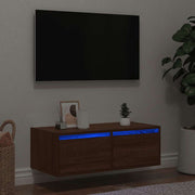 TV cabinet with LED lighting 75x35.5x25 cm brown oak effect