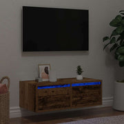 TV cabinet with LED lighting 75x35.5x25 cm old wood look