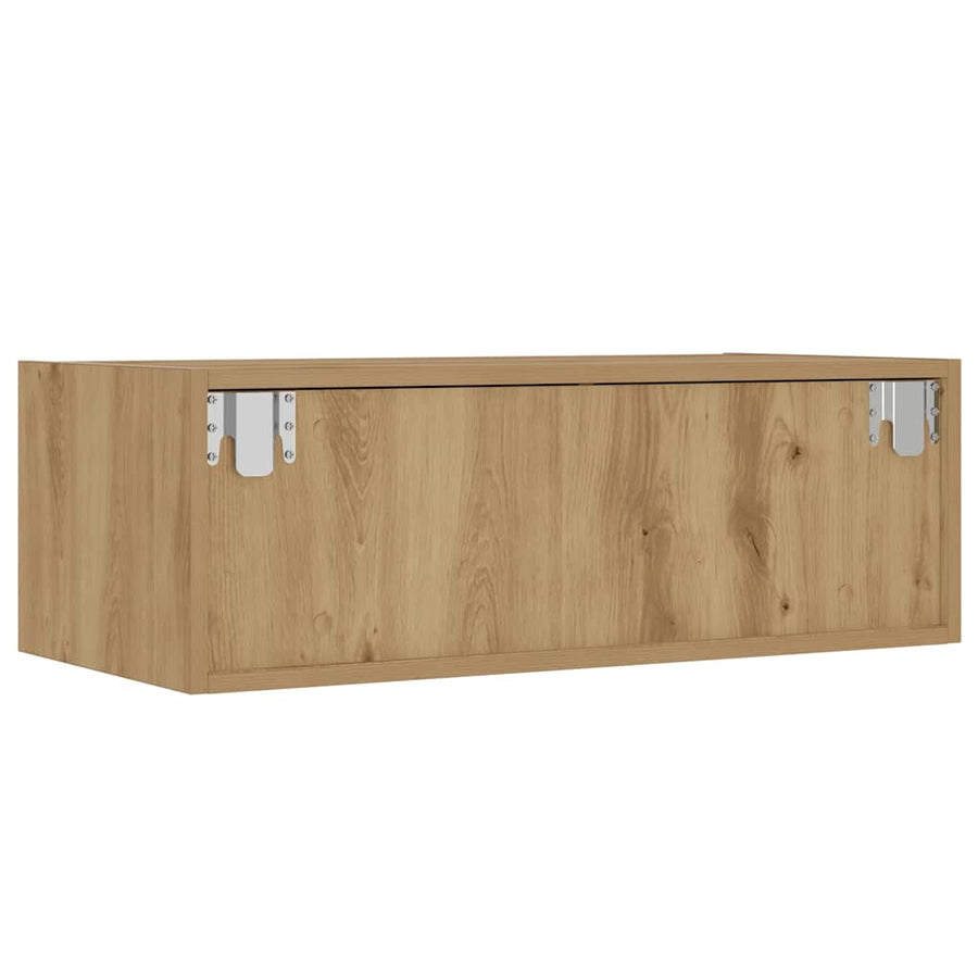 Tv-meubel met LED-verlichting 75x35,5x25 cm artisanaal eiken