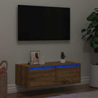TV cabinet with LED lights 75x35.5x25 cm artisanal oak