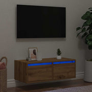 TV cabinet with LED lights 75x35.5x25 cm artisanal oak