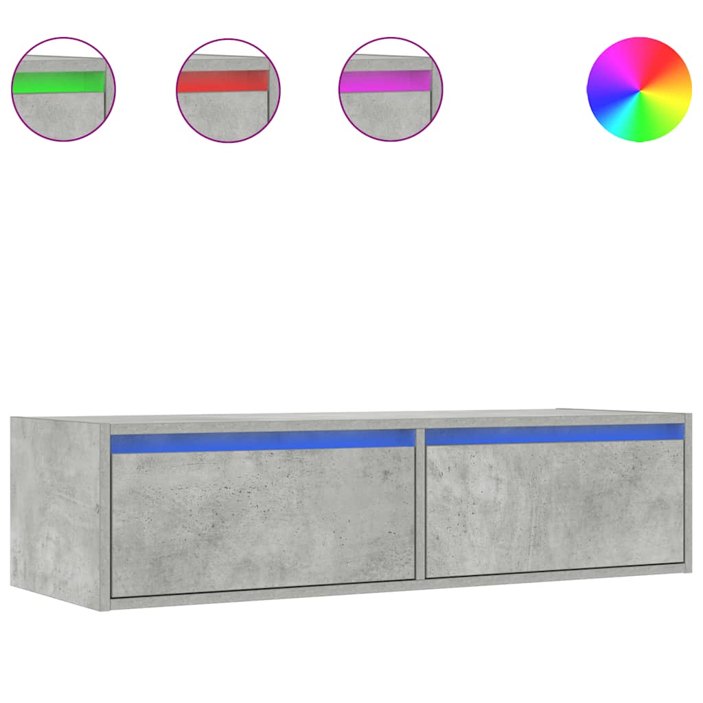 Tv-meubel met LED-verlichting 100X35,5x25 cm betongrijs