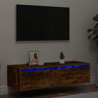 TV Cabinet with LED Lights 100x35.5x25 cm Smoked Oak