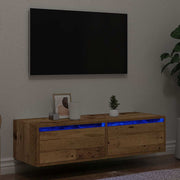 TV Cabinet with LED Lights 100x35.5x25 cm Old Wood-Look