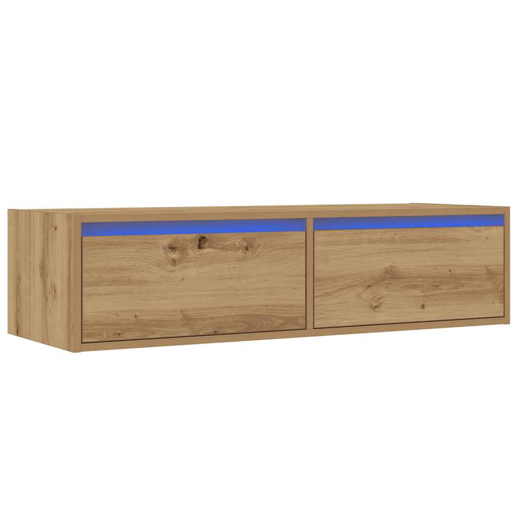 Tv-meubel met LED-verlichting 100X35,5x25 cm artisanaal eiken