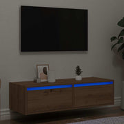 Tv-meubel 100x35,5x25 cm artisanaal eiken met led