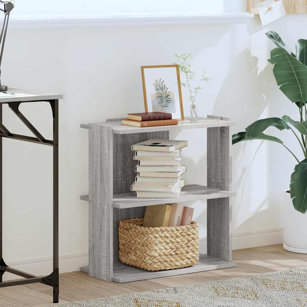 Boekenkast 3-laags 60x30x60 cm bewerkt hout grijs sonoma eiken