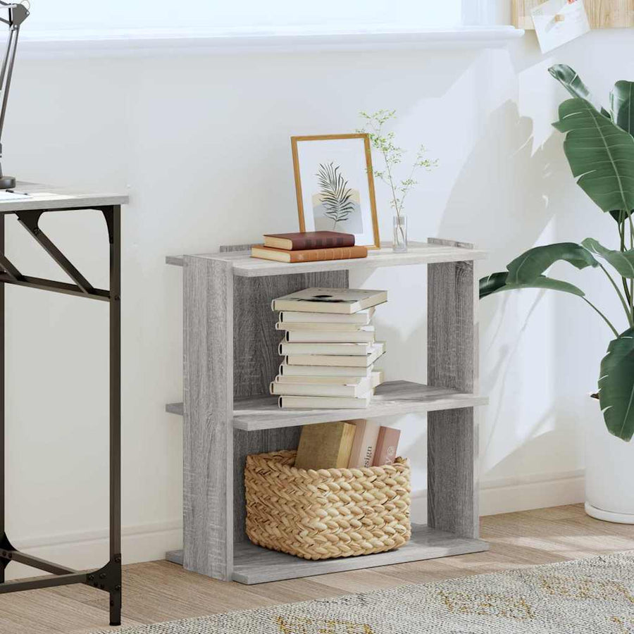 Boekenkast 3-laags 60x30x60 cm bewerkt hout grijs sonoma eiken