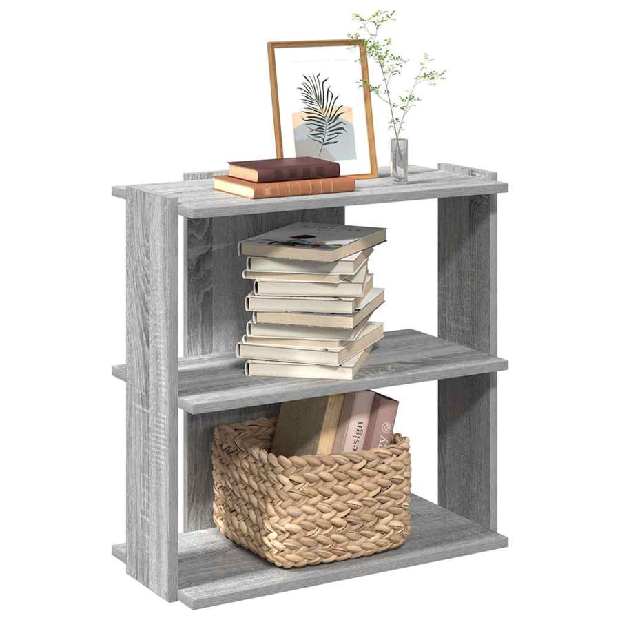 Boekenkast 3-laags 60x30x60 cm bewerkt hout grijs sonoma eiken