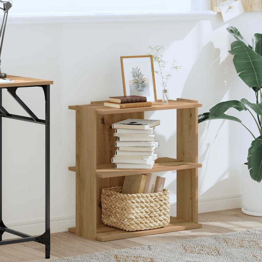 Boekenkast 3-laags 60x30x60 cm bewerkt hout artisanaal eiken