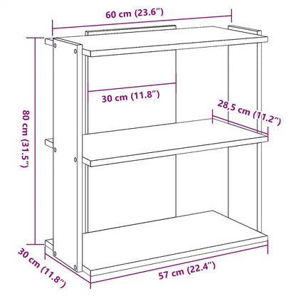 Boekenkast 3-laags 60x30x80 cm bewerkt hout wit