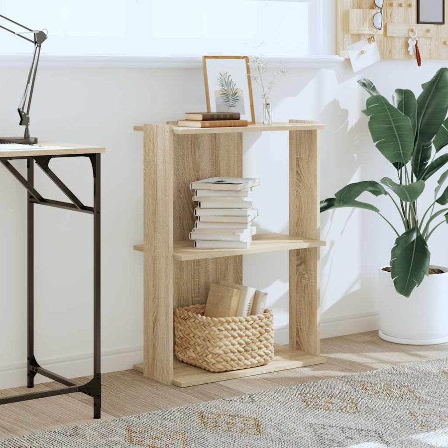 Boekenkast 3-laags 60x30x80 cm bewerkt hout sonoma eikenkleurig
