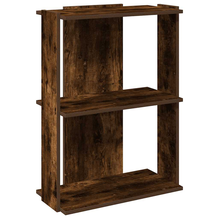 Boekenkast 3-laags 60x30x80 cm bewerkt hout gerookt eikenkleur