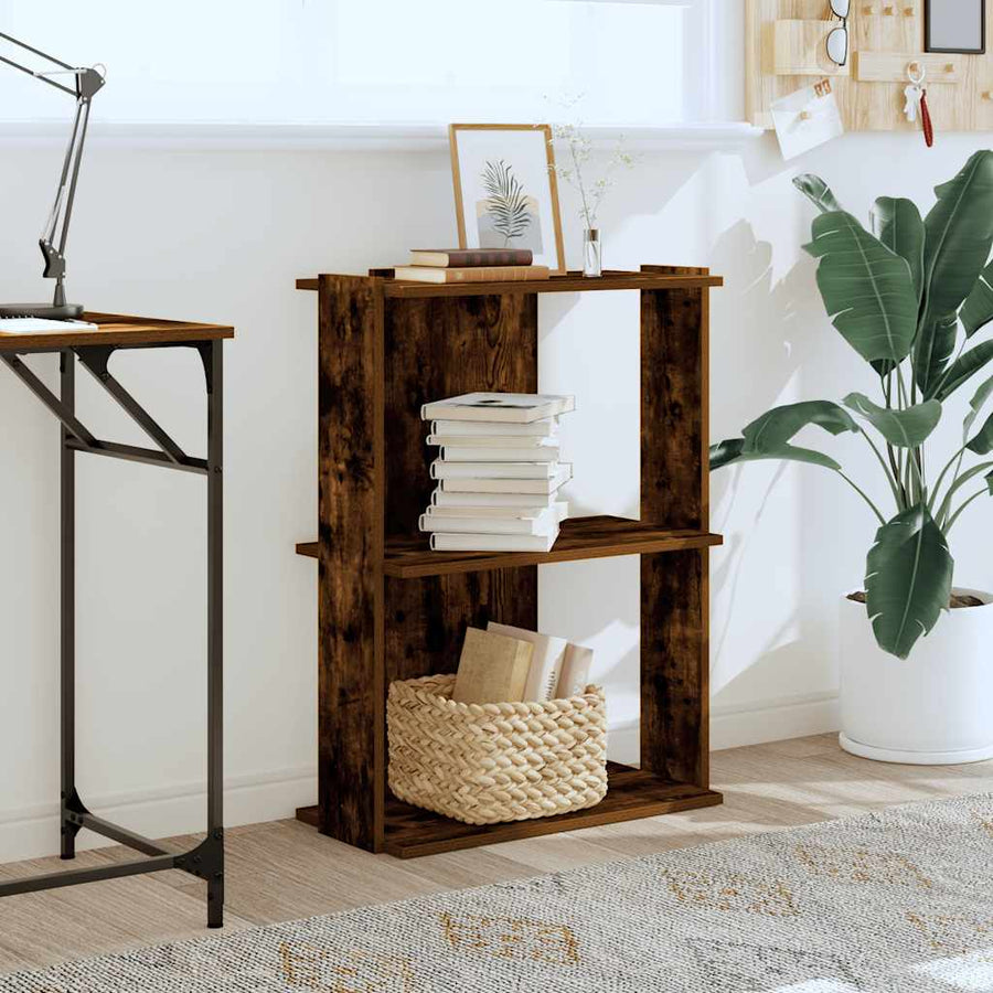 Boekenkast 3-laags 60x30x80 cm bewerkt hout gerookt eikenkleur
