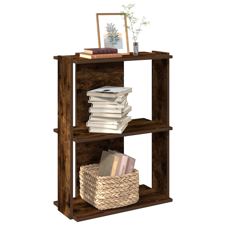 Boekenkast 3-laags 60x30x80 cm bewerkt hout gerookt eikenkleur