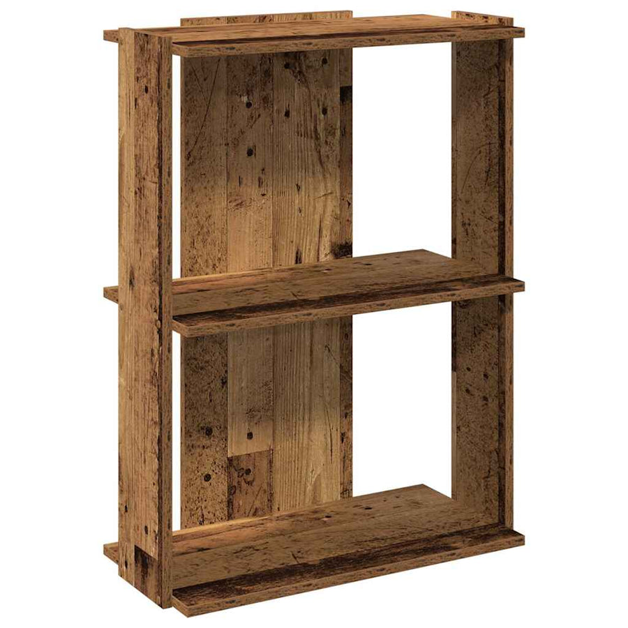 Boekenkast 3-laags 60x30x80 cm bewerkt hout oud houtkleur