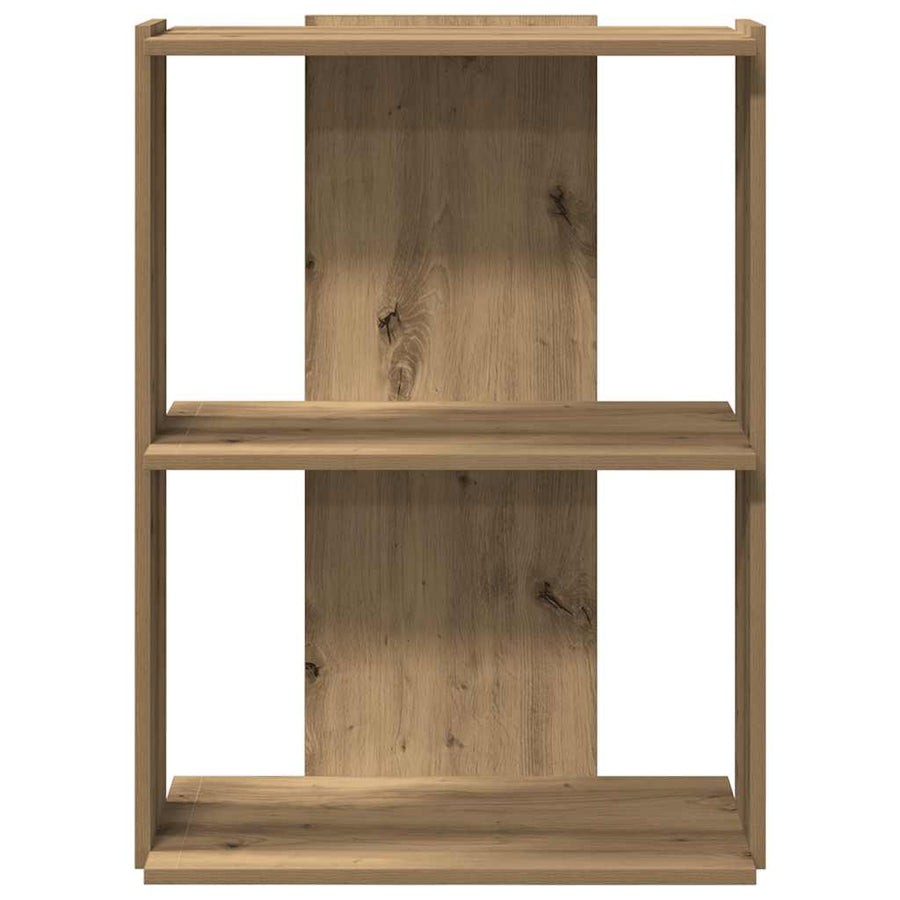 Boekenkast 3-laags 60x30x80 cm bewerkt hout artisanaal eiken