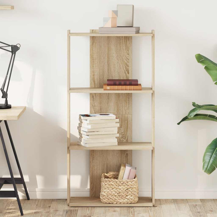 Boekenkast 3-laags 60x30x120 cm bewerkt hout sonoma eikenkleur