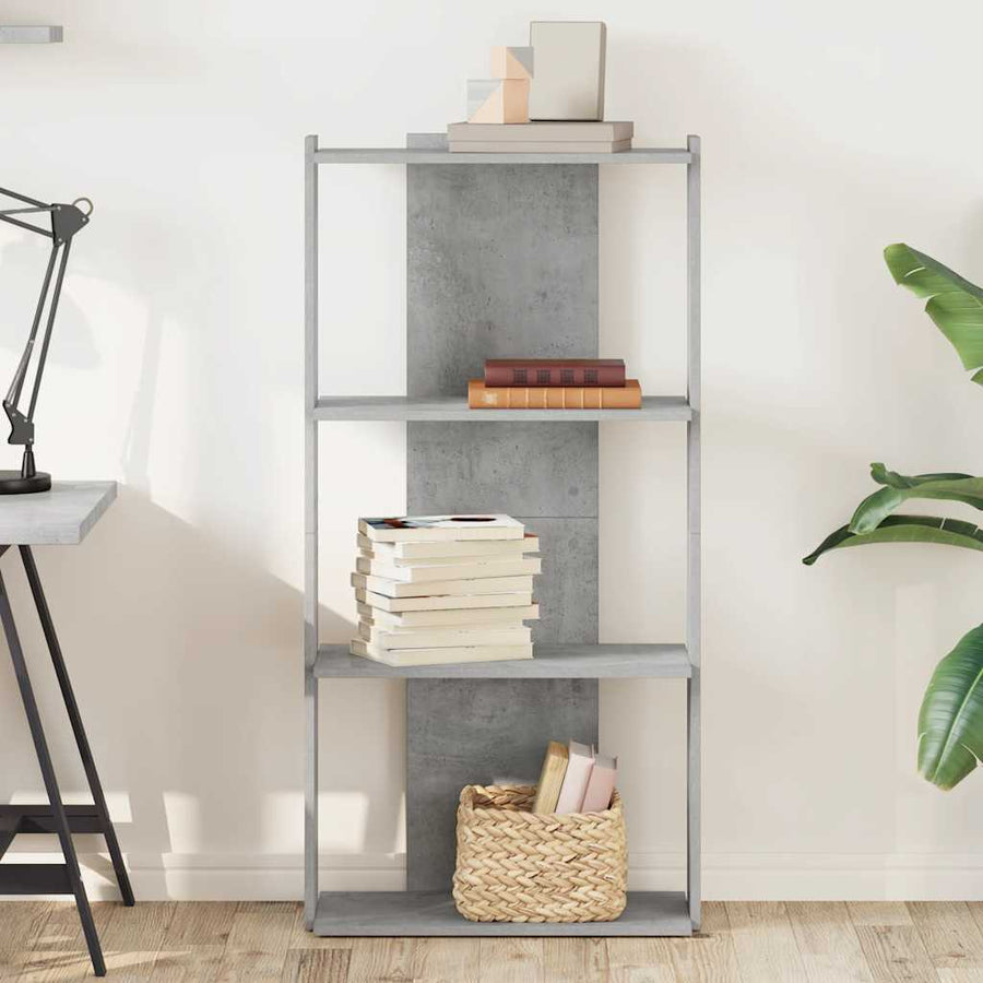 Boekenkast 3-laags 60x30x120 cm bewerkt hout betongrijs