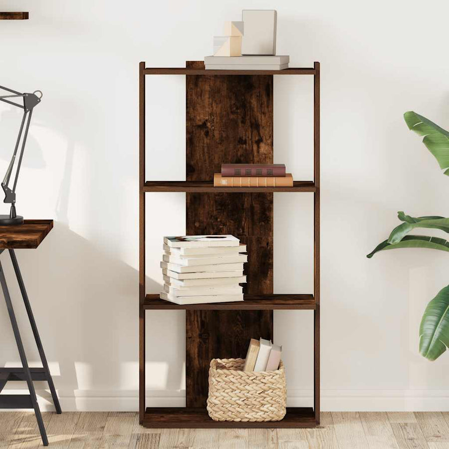 Boekenkast 3-laags 60x30x120 cm bewerkt hout gerookt eikenkleur